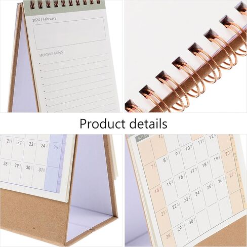 STOBOK 2024 Desk Calendar Stand Up Desktop Year Calendar Organizer Flip Daily Scheduler Monthly Pages Easel Calendar (white) in Saudi Arabia
