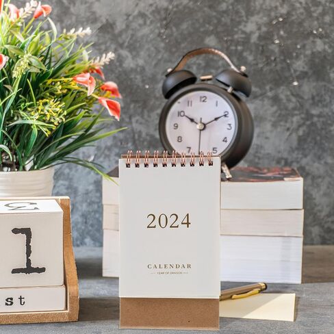 STOBOK 2024 Desk Calendar Stand Up Desktop Year Calendar Organizer Flip Daily Scheduler Monthly Pages Easel Calendar (white) in Saudi Arabia