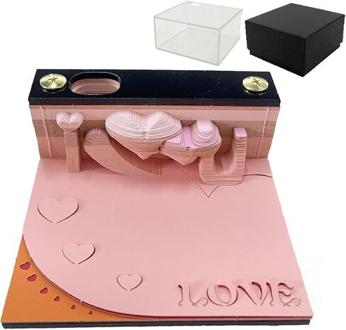 3D Creative Time Piece Calendar 2024 Desk Calendar,I LOVE YOU Tear-Away Notepad,Paper Carving Art Craft Gift for Valentine's Day and Christmas in Saudi Arabia