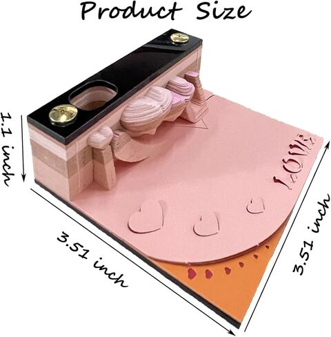 3D Creative Time Piece Calendar 2024 Desk Calendar,I LOVE YOU Tear-Away Notepad,Paper Carving Art Craft Gift for Valentine's Day and Christmas in Saudi Arabia