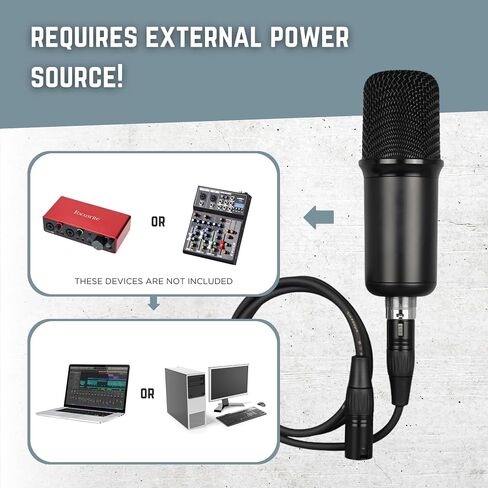 مجموعة ميكروفون بودكاست من بودكيت، مجموعة ميكروفون مكثف XLR، بما في ذلك حامل مكتب ذراع الرافعة، وفلتر بوب، وحامل الصدمات، ومعدات بودكاست كابل XLR (تتطلب طاقة فانتوم 48 فولت) in Saudi Arabia