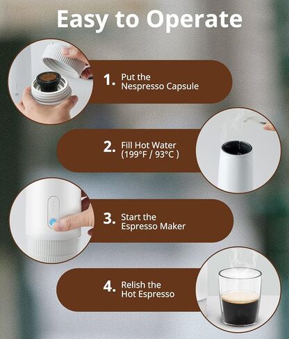 Portable Espresso Maker Electric, Camping Coffee Machine, 12V Travel for Nespresso Makers, Travel Gadgets, Compatible with Nespresso Capsule, Compact and Quality, Awesome Taste in Saudi Arabia
