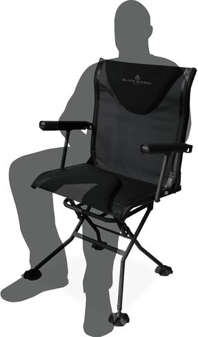 كرسي بلاك سييرا ديلوكس دوار 360 درجة، كرسي صيد مخفي صامت محمول، كرسي دوار قابل للطي في الهواء الطلق مع حشوة ومساند للذراعين، يدعم 300 رطل in Kuwait