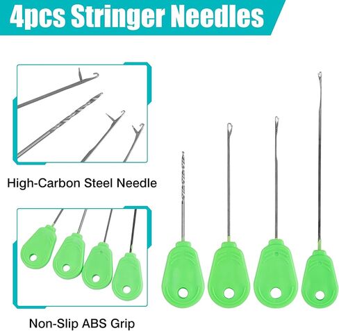 Carp Fishing Hair Rig Kits,26pcs Sets Curved Barbed Carp Hook Swivel Boilies Bait Stops and Stringers Needle Fishing Bait Rigs Braided Thread Line Carp Fishing Accessories in Saudi Arabia