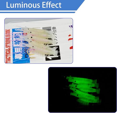 4/10 عبوات من منصات الصيد المضيئة للجمبري وصيد الأسماك من Sabiki تتوهج في الظلام لصيد الأسماك في المياه المالحة وطعم الصيد مع خطاف معدات صيد الأسماك in Kuwait
