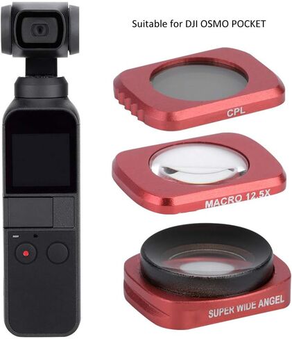 مجموعة فلاتر العدسات المكونة من 3 قطع تتضمن زاوية واسعة CR 12.5X Macro CPL، لجيب DJI Osmo الاحترافي المقاوم للماء وخفيف الوزن وزجاج بصري من الألومنيوم المحمول in Kuwait