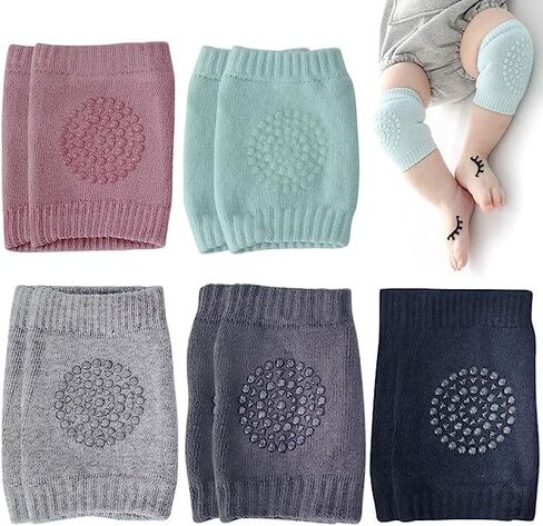 وسادات ركبة للأطفال، 5 أزواج من وسادات الركبة للأطفال الصغار، وسادات ركبة مضادة للانزلاق، واقي أمان للزحف، تعلم الجوارب، للأطفال الرضع، 0-2 سنة in Kuwait