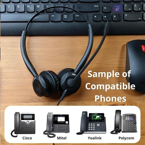 XS 825 Telephone Headset for Office Phones - Desk Phones, RJ9 Phones with Headset Port - Compatible with Cisco, Yealink, Polycom VVX, ShoreTel, Toshiba, Mitel, Allworx - VoIP, IP, Digital Phones: in Saudi Arabia