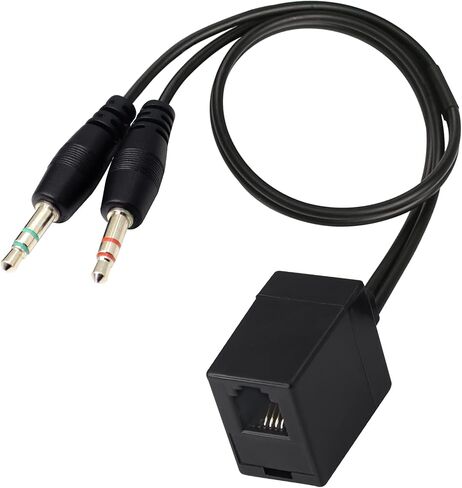 QIANRENON RJ9 to 3.5mm Telephone Adapter Cable, RJ9 4P4C Female to 3.5mm Dual Male Headphone Stereo Telephone Splitter Cable for PC&Telephone Headset Conversion in Saudi Arabia