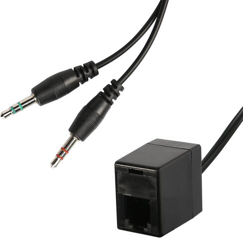 QIANRENON RJ9 to 3.5mm Telephone Adapter Cable, RJ9 4P4C Female to 3.5mm Dual Male Headphone Stereo Telephone Splitter Cable for PC&Telephone Headset Conversion in Saudi Arabia
