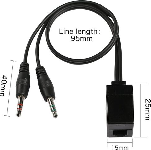 QIANRENON RJ9 to 3.5mm Telephone Adapter Cable, RJ9 4P4C Female to 3.5mm Dual Male Headphone Stereo Telephone Splitter Cable for PC&Telephone Headset Conversion in Saudi Arabia
