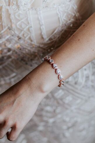 SWEETV Rose Gold Teardrop Wedding Earrings and Bracelets for Brides, Bridal Wedding Jewelry Set for Women in Kuwait