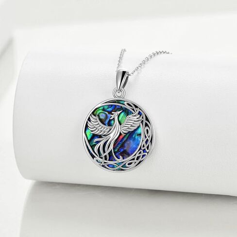 ONEFINITY Celtic Phoenix Jewelry Set Gifts Sterling Silver Moon Phoenix Necklace Bracelet and Earrings Abalone Shell Nirvana of Phoenix Pendant for Women Girls in Saudi Arabia
