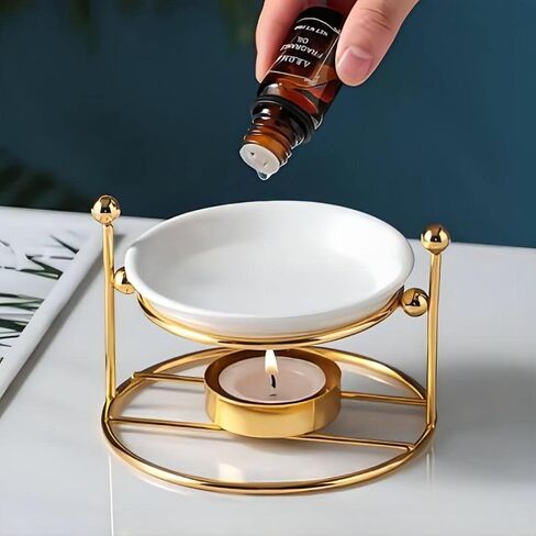 Delicate Romantic Metal Tealight Candle Holder Home Decoration Oil Tart Burner Aroma Diffuser Furnace Black White in Saudi Arabia