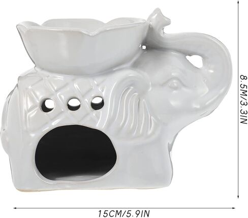 Healifty Wax Melt Warmer Ceramic Elephant Essential Oil Burner Aroma Burner Tealight Candle Holder for Yoga Spa Home Bedroom Decor (White) in Saudi Arabia