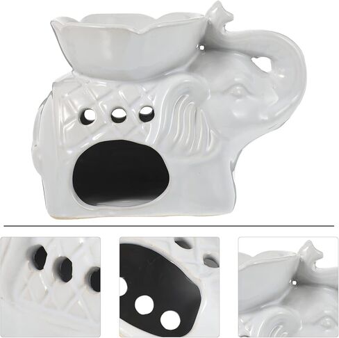 Healifty Wax Melt Warmer Ceramic Elephant Essential Oil Burner Aroma Burner Tealight Candle Holder for Yoga Spa Home Bedroom Decor (White) in Saudi Arabia