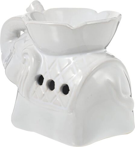 Healifty Wax Melt Warmer Ceramic Elephant Essential Oil Burner Aroma Burner Tealight Candle Holder for Yoga Spa Home Bedroom Decor (White) in Saudi Arabia