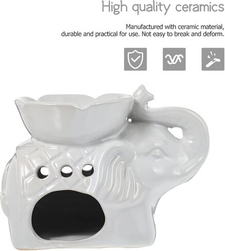 Healifty Wax Melt Warmer Ceramic Elephant Essential Oil Burner Aroma Burner Tealight Candle Holder for Yoga Spa Home Bedroom Decor (White) in Saudi Arabia