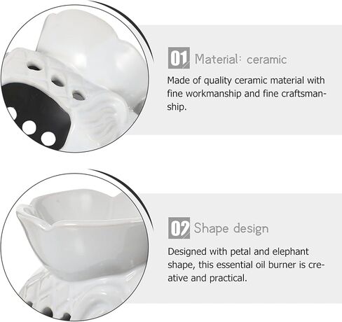 Healifty Wax Melt Warmer Ceramic Elephant Essential Oil Burner Aroma Burner Tealight Candle Holder for Yoga Spa Home Bedroom Decor (White) in Saudi Arabia