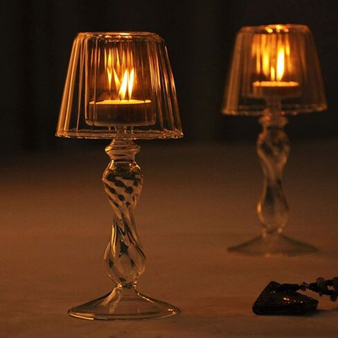 Garneck Glass Tea Light Candle Holder Clear Crystal Table Lamp Shaped Votive Candle Holders Valentines Day Wedding Table Centerpiece (Twisting Pattern) in Saudi Arabia