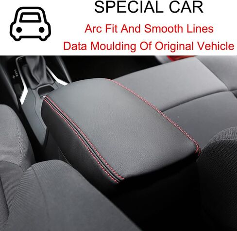 غطاء مسند ذراع السيارة من Behave، مناسب لملحقات Toyota Corolla 2019-2024 من الجلد، وسادة وحدة التحكم المركزية، صندوق مسند ذراع السيارة، أسود مع غرز سوداء (قطعة واحدة) in Kuwait