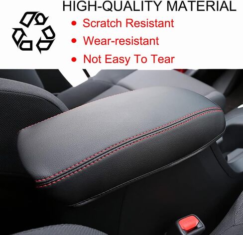 غطاء مسند ذراع السيارة من Behave، مناسب لملحقات Toyota Corolla 2019-2024 من الجلد، وسادة وحدة التحكم المركزية، صندوق مسند ذراع السيارة، أسود مع غرز سوداء (قطعة واحدة) in Kuwait