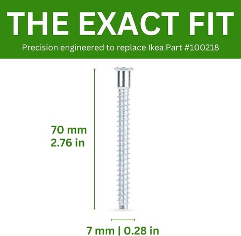 Spare Hardware Parts Replacement for IKEA Furniture Assembly Screw - Part #121817 | Confirmat Screw M7.0-2.4×60/33-35mm with 4mm Hex Recess | Pack of 8 in Kuwait