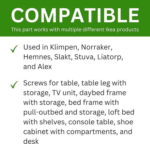 Spare Hardware Parts Replacement for IKEA Furniture Assembly Screw - Part #121817 | Confirmat Screw M7.0-2.4×60/33-35mm with 4mm Hex Recess | Pack of 8 in Kuwait