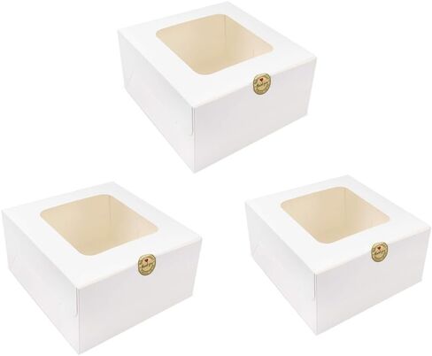 Salome Idea 30 PCS Bakery Boxes,4x4x2.5 Inches Small Pastry Treat Boxes with Window Gift Packaging Boxes for Cookies,Pastries,Mini Cakes,Donut,Pie Slice,Stickers Included(Brown) in Saudi Arabia