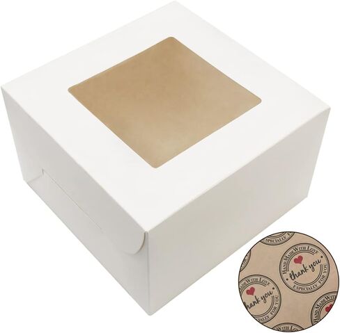 Salome Idea 30 PCS Bakery Boxes,4x4x2.5 Inches Small Pastry Treat Boxes with Window Gift Packaging Boxes for Cookies,Pastries,Mini Cakes,Donut,Pie Slice,Stickers Included(Brown) in Saudi Arabia