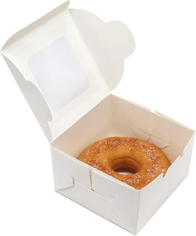 Salome Idea 30 PCS Bakery Boxes,4x4x2.5 Inches Small Pastry Treat Boxes with Window Gift Packaging Boxes for Cookies,Pastries,Mini Cakes,Donut,Pie Slice,Stickers Included(Brown) in Saudi Arabia