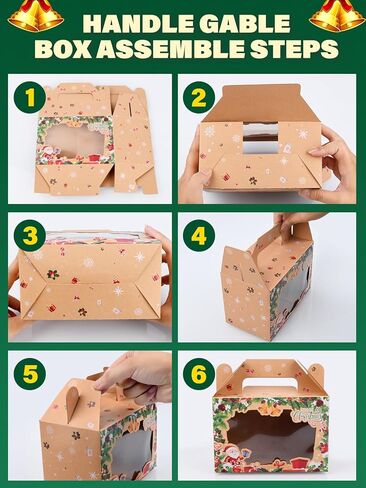 صناديق بسكويت عيد الميلاد لتقديم الهدايا، 24 عبوة من صناديق حلوى مخبوزات طعام عيد الميلاد مع نافذة حاوية مثالية للحلوى/الكب كيك/الجبن/الحلوى/البسكويت/البراونيز، صندوق هدايا للحفلات in Kuwait