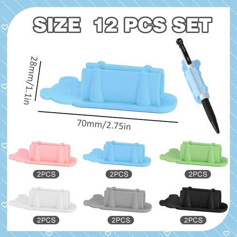 12 Pack Adhesive Pen Holder, Pen Holder for Desk, Silicone Pen Holder, Pencil Holder for Desk, Flexible Pencil Holder for Classroom Office Desk or Any Surface, Desk Organizer Accessories in Saudi Arabia