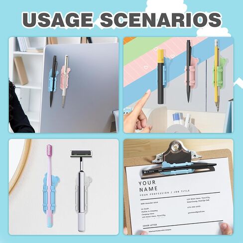 12 Pack Adhesive Pen Holder, Pen Holder for Desk, Silicone Pen Holder, Pencil Holder for Desk, Flexible Pencil Holder for Classroom Office Desk or Any Surface, Desk Organizer Accessories in Saudi Arabia