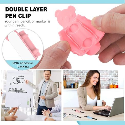12 Pack Adhesive Pen Holder, Pen Holder for Desk, Silicone Pen Holder, Pencil Holder for Desk, Flexible Pencil Holder for Classroom Office Desk or Any Surface, Desk Organizer Accessories in Saudi Arabia