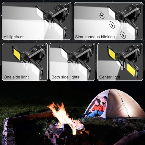 SEFONE 7 Modes COB Keychain Work Light 2 Pack, 1200 Lumens Bright Rechargeable LED Flashlight, Portable Pocket Light with Folding Bracket Whistle Lighter Magnet for Outdoor in Saudi Arabia