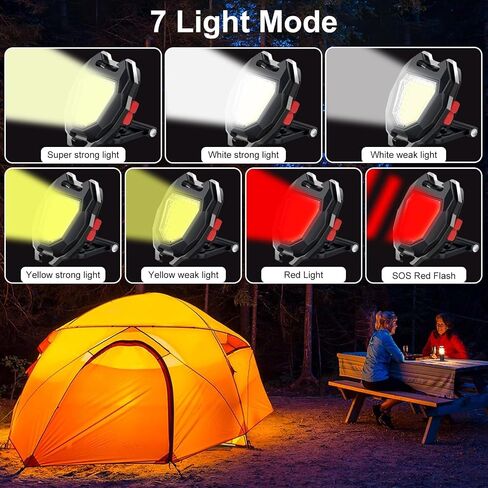 SEFONE 7 Modes COB Keychain Work Light 2 Pack, 1200 Lumens Bright Rechargeable LED Flashlight, Portable Pocket Light with Folding Bracket Whistle Lighter Magnet for Outdoor in Saudi Arabia