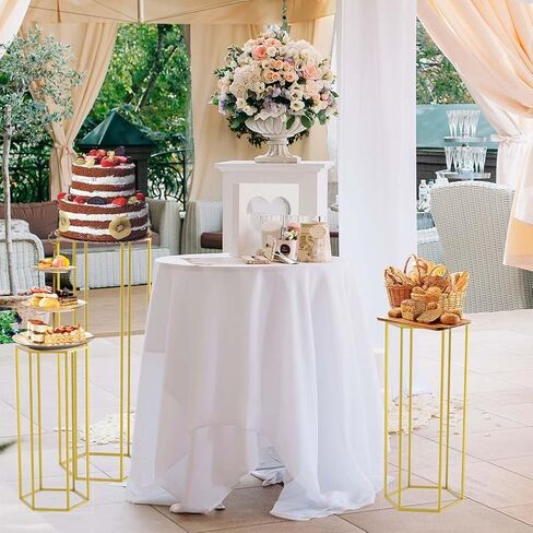 3 قطعة اسطوانة الذهب تقف للحزب: حامل قاعدة السداسي التعشيش عرض اسطوانة الجداول للحفلات الزفاف زهرة زهرية in Kuwait