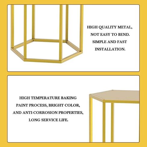 3 قطعة اسطوانة الذهب تقف للحزب: حامل قاعدة السداسي التعشيش عرض اسطوانة الجداول للحفلات الزفاف زهرة زهرية in Kuwait