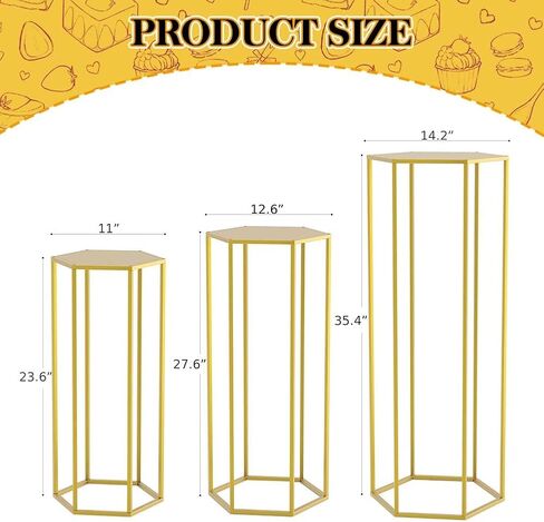 3 قطعة اسطوانة الذهب تقف للحزب: حامل قاعدة السداسي التعشيش عرض اسطوانة الجداول للحفلات الزفاف زهرة زهرية in Kuwait