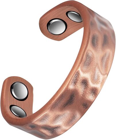 خاتم نحاس للنساء لالتهاب المفاصل والمفاصل، خاتم مغناطيسي من النحاس النقي، مغناطيس 3500 غاوس (CPR-0282C-57.5) in Kuwait