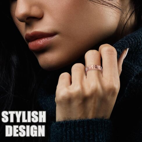 خاتم نحاس للنساء لالتهاب المفاصل والمفاصل، خاتم مغناطيسي من النحاس النقي، مغناطيس 3500 غاوس (CPR-0282C-57.5) in Kuwait