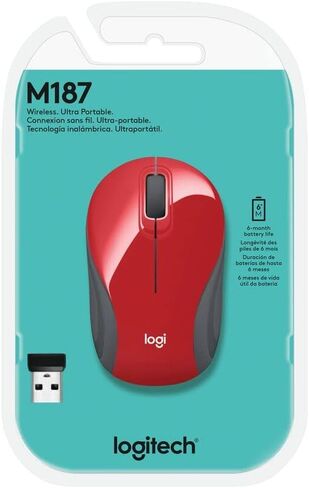 Logitech Wireless Mini Mouse M187 Ultra Portable, 1000 DPI Optical Tracking, 3-Buttons, PC/Mac/Laptop, Compatible with Most Windows and Mac - Black/White (Renewed) in Saudi Arabia