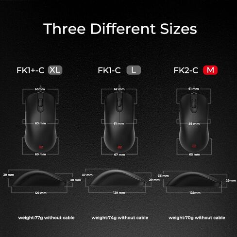 ماوس الألعاب المتماثل بينكيو زوي FK2-C | الأداء الاحترافي للرياضات الإلكترونية | بدون سائق | كابل باراكورد | ميزات C المنقحة | أسود مطفي | مقاس متوسط in Saudi Arabia
