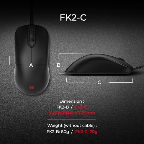 ماوس الألعاب المتماثل بينكيو زوي FK2-C | الأداء الاحترافي للرياضات الإلكترونية | بدون سائق | كابل باراكورد | ميزات C المنقحة | أسود مطفي | مقاس متوسط in Saudi Arabia