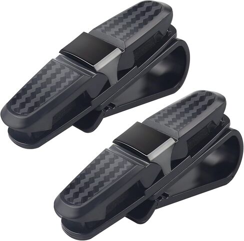 حامل نظارات السيارة من سيكاواي لواقي الشمس للسيارة، مشبك تثبيت للنظارات الشمسية مع بطاقة تذكرة - عبوتان (أسود) in Kuwait