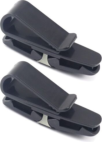 حامل نظارات السيارة من سيكاواي لواقي الشمس للسيارة، مشبك تثبيت للنظارات الشمسية مع بطاقة تذكرة - عبوتان (أسود) in Kuwait