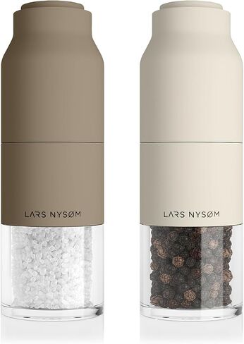 LARS NYSØM Stainless Steel Salt and Pepper Mill Set with Adjustable Ceramic Grinder I Manual Spice Mill Set (Buttercream) in Kuwait