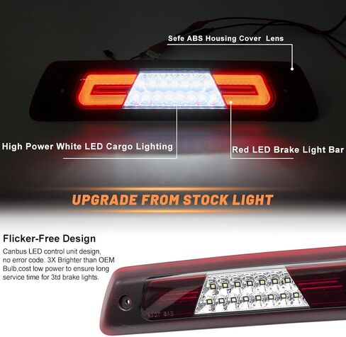 NJSBYL F150 LED 3rd Brake Light for 2009 2010 2011 2012 2013 2014 Ford F150 SVT Raptor Red Lens Third High Mount Stop Brake Lamps White LED Rear Cab Center Roof Cargo Lights with Seal Foam Gaskets in Saudi Arabia