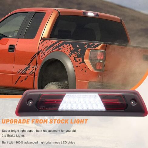 NJSBYL F150 LED 3rd Brake Light for 2009 2010 2011 2012 2013 2014 Ford F150 SVT Raptor Red Lens Third High Mount Stop Brake Lamps White LED Rear Cab Center Roof Cargo Lights with Seal Foam Gaskets in Saudi Arabia